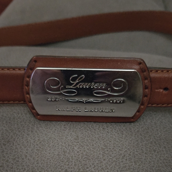 Ralph Lauren Brown Leather Belt with Silver Buckle